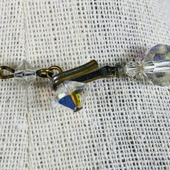 Vintage 1950s Mid Century Choker Necklace Clear Crystal Beads Adjustable Length - Picture 3 of 8